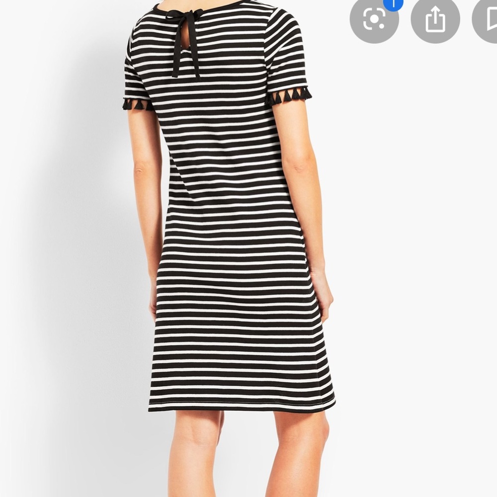 Tassel trim striped shift dress